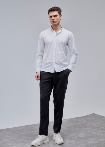 Beyaz Renk Uzun Kol Polyester Gömlek - 5