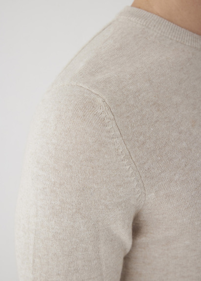 Ekru Renk Bisiklet Yaka Triko Kazak - 4