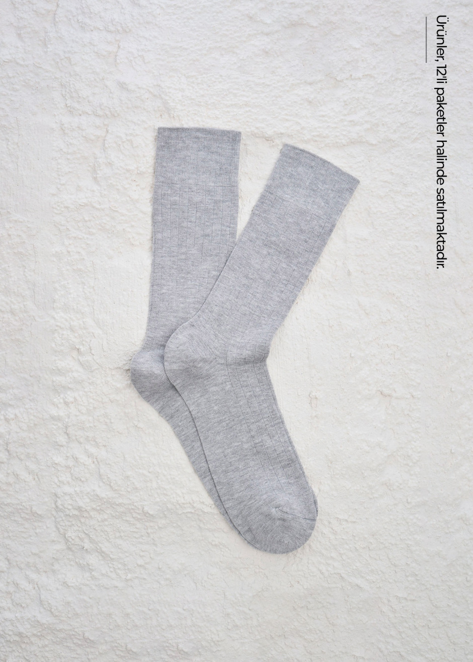 Gri Melanj Renk 12'li Bamboo Karışımlı Çorap - Boris Becker