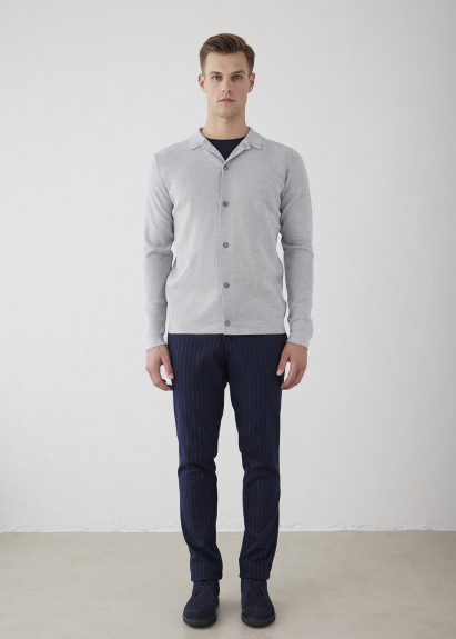 Gri Renk Çelik Örme Triko Hırka - 2