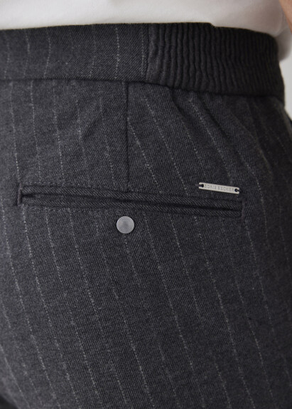 Gri Renk Çizgili Chino Pantolon - 6