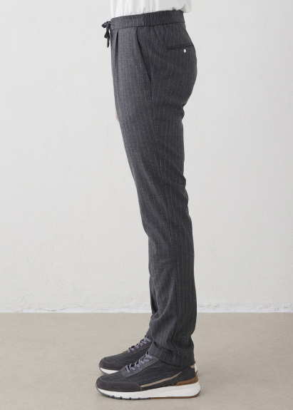 Gri Renk Çizgili Chino Pantolon - 3