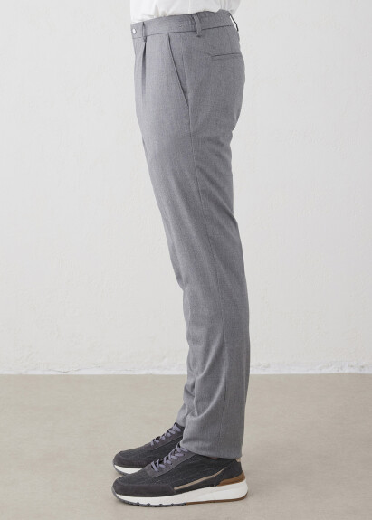 Gri Renk Pileli Chino Pantolon - 5