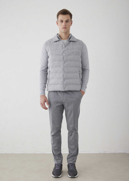 Gri Renk Flanel Yelek - Boris Becker