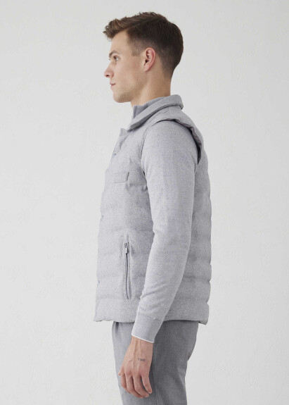 Gri Renk Flanel Yelek - 3