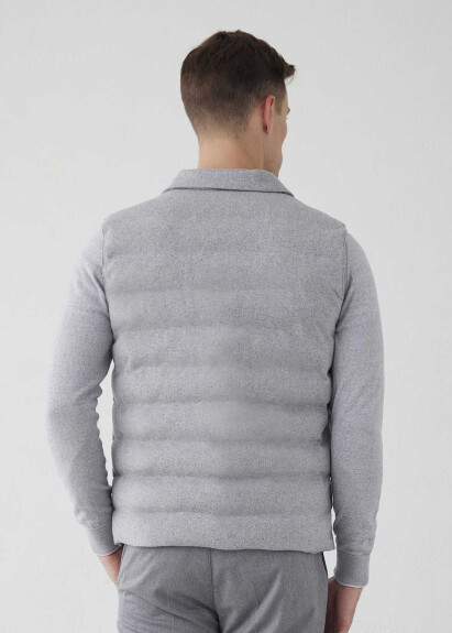 Gri Renk Flanel Yelek - 5