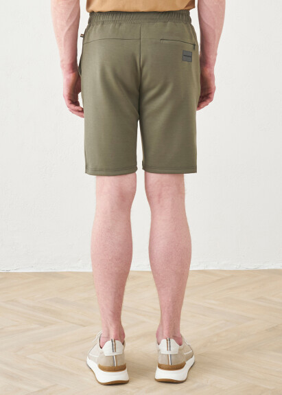 Haki Renk Beli Lastikli Şort - 5