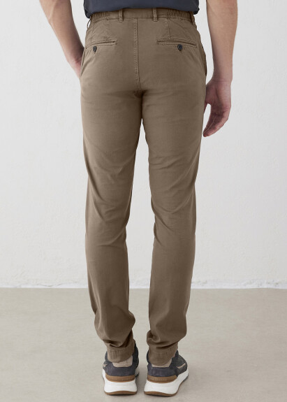 Haki Renk Esnek Beli Kordonlu Chino Pantolon - 7