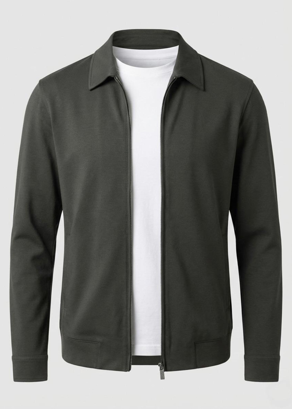 Haki Renk Gömlek Yaka Sweat Ceket - Boris Becker