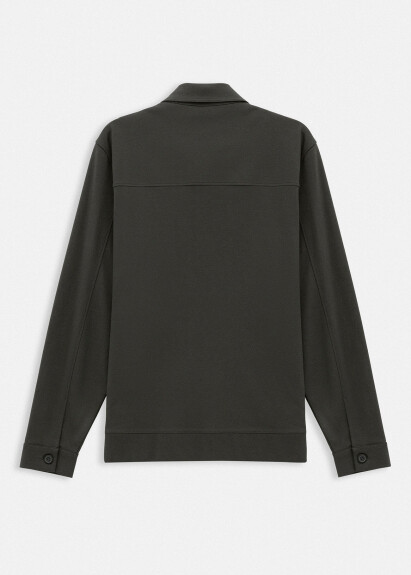 Haki Renk Gömlek Yaka Sweat Ceket - 7