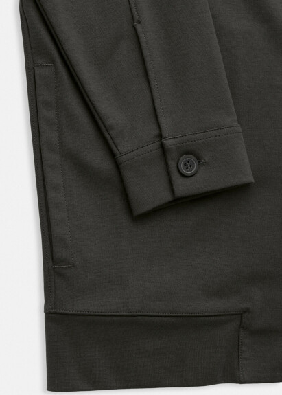 Haki Renk Gömlek Yaka Sweat Ceket - 5