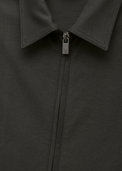 Haki Renk Gömlek Yaka Sweat Ceket - 3