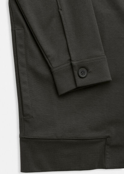 Haki Renk Gömlek Yaka Sweat Ceket - 6