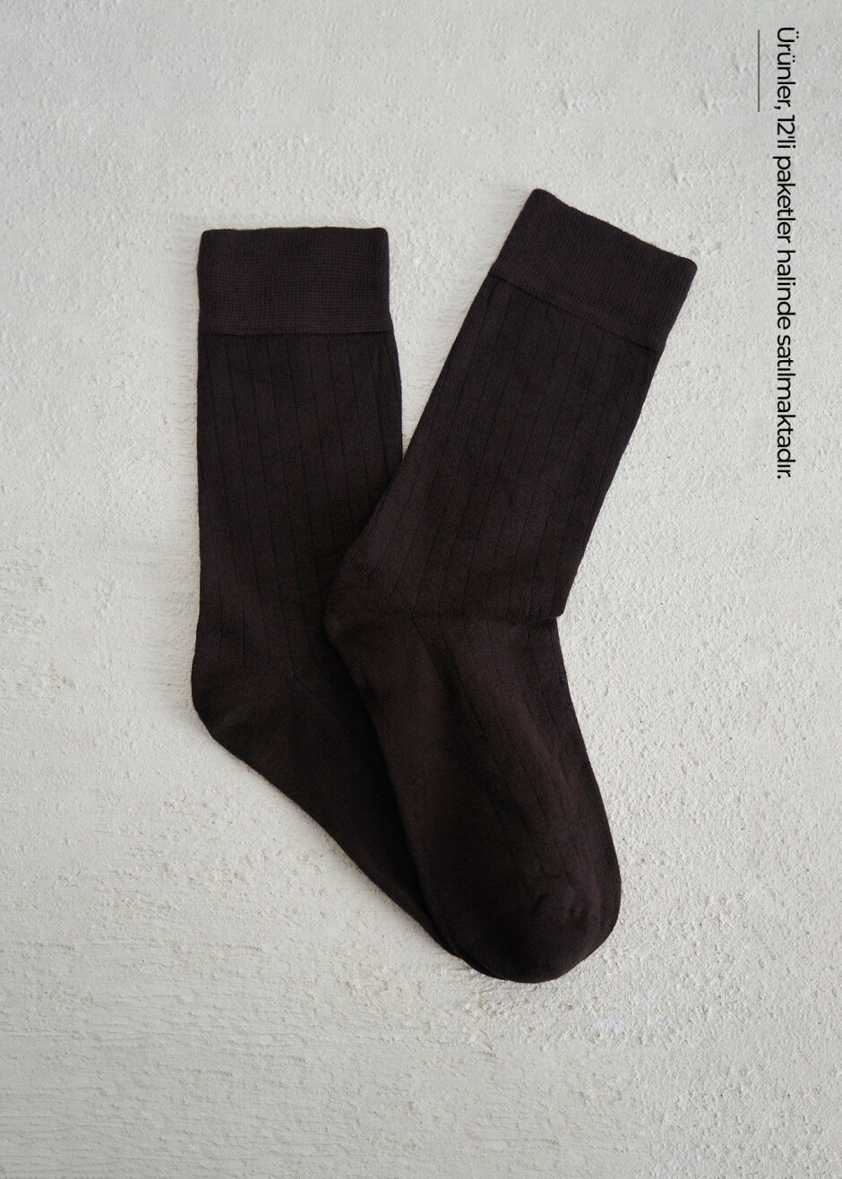 Kahve Renk 12'li Bambu Çorap Seti - Boris Becker