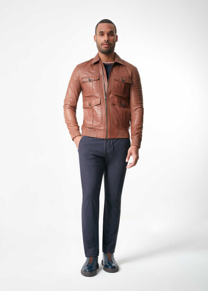 Kahve Renk Deri Mont - Boris Becker