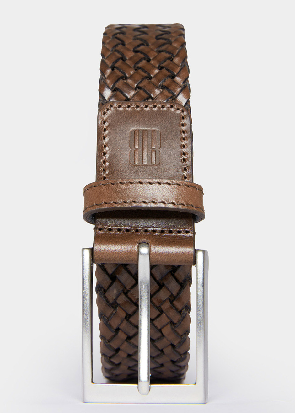 Kahve Renk Örgü Deri Kemer - Boris Becker