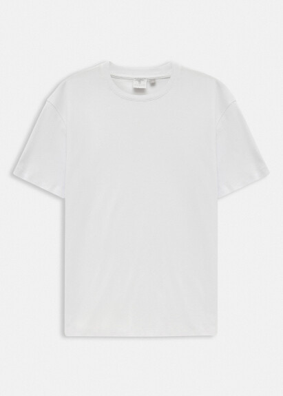 Kırık Beyaz Renk İpek Apreli Oversize T-shirt 