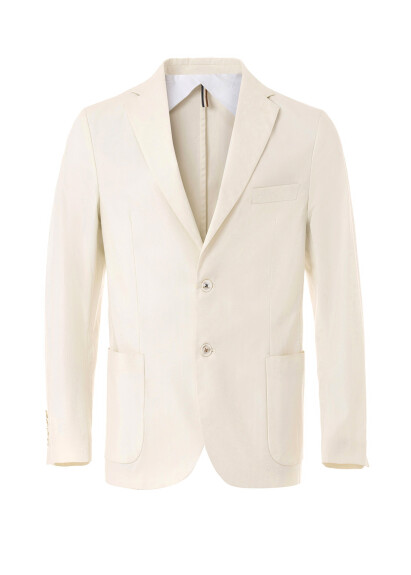 Kırık Beyaz Renk Keten Karışımlı Blazer Ceket 