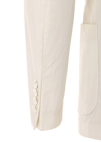 Kırık Beyaz Renk Keten Karışımlı Blazer Ceket - 5