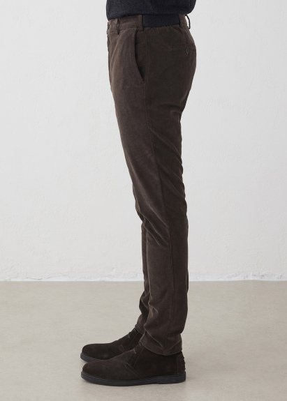 Koyu Kahve Renk Kadife Beli Lastikli Jogger Pantolon - 3