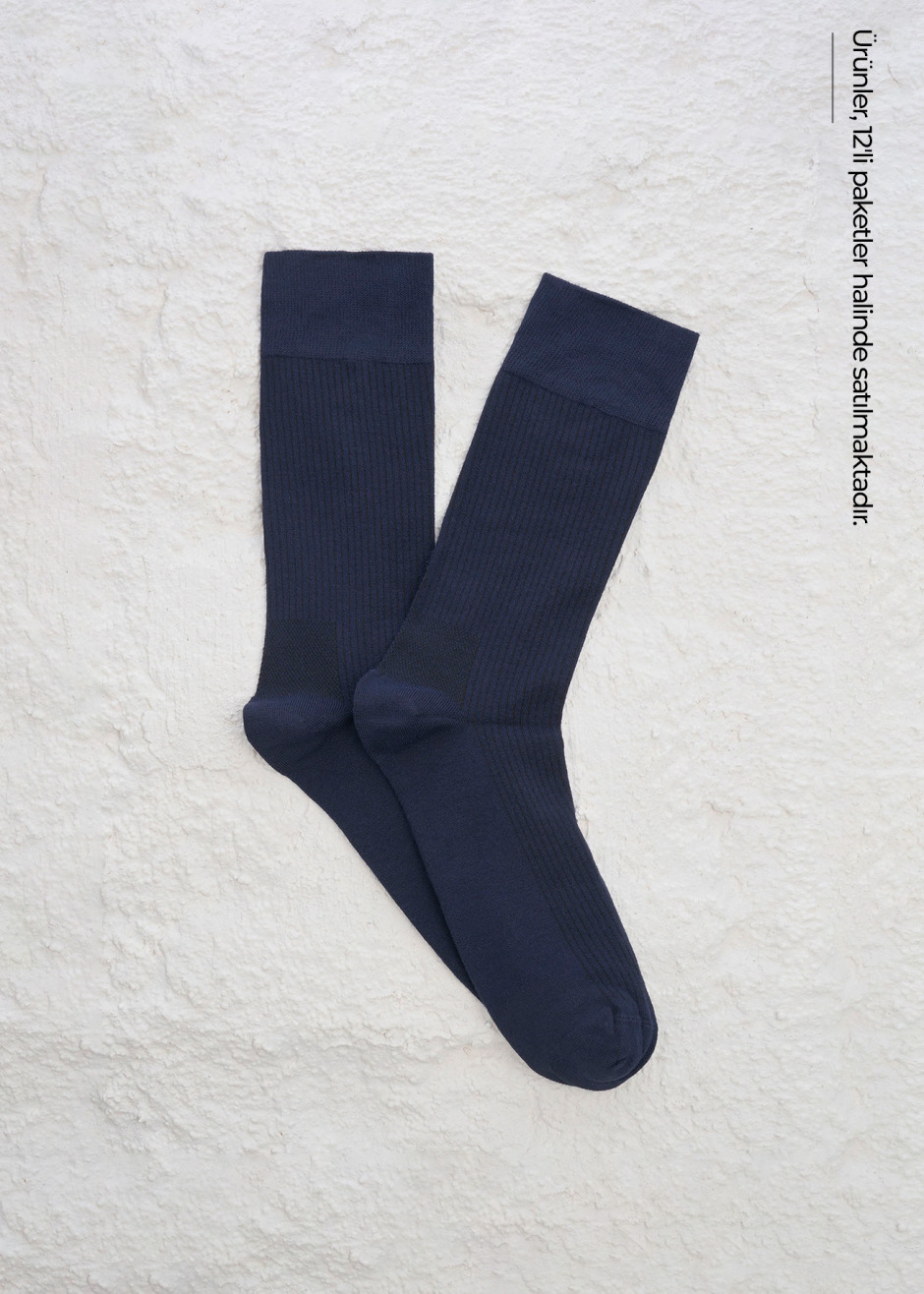 Lacivert Renk 12'li Bamboo Karışımlı Renk Detaylı Çorap Seti - Boris Becker