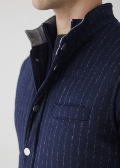 Lacivert Renk Çizgili Yelek - 5