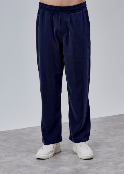 Lacivert Renk Dökümlü Tensel Pantolon - 3