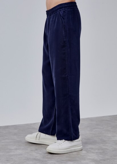 Lacivert Renk Dökümlü Tensel Pantolon - 5