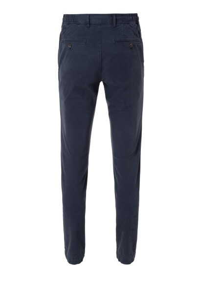 Lacivert Renk Esnek Belli Kordonlu Chino Pantolon - 4