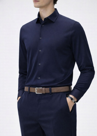 Lacivert Renk Örme Gömlek 