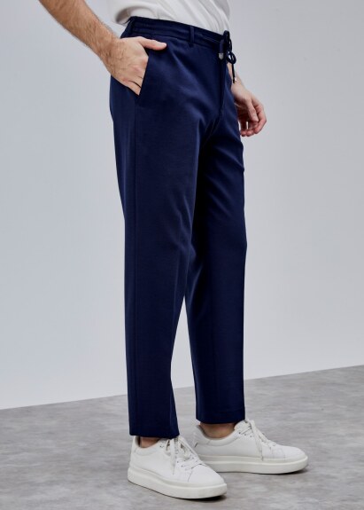 Lacivert Renk Rahat Kesim Örme Jogger Pantolon - 3