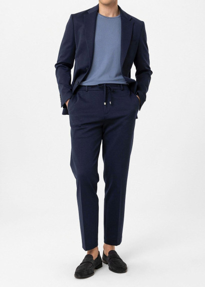 Lacivert Renk Rahat Kesim Örme Jogger Pantolon - 3