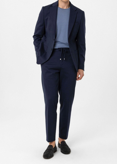 Lacivert Renk Rahat Kesim Örme Jogger Pantolon - 2