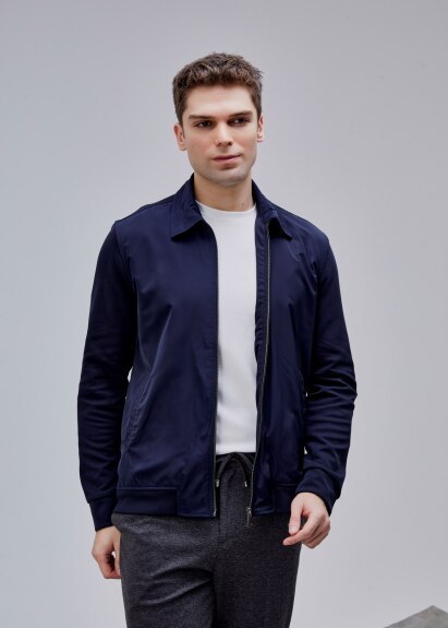 Lacivert Renk Regular Fit Fermuarlı Casual Ceket 