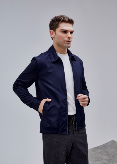 Lacivert Renk Regular Fit Fermuarlı Casual Ceket - 5