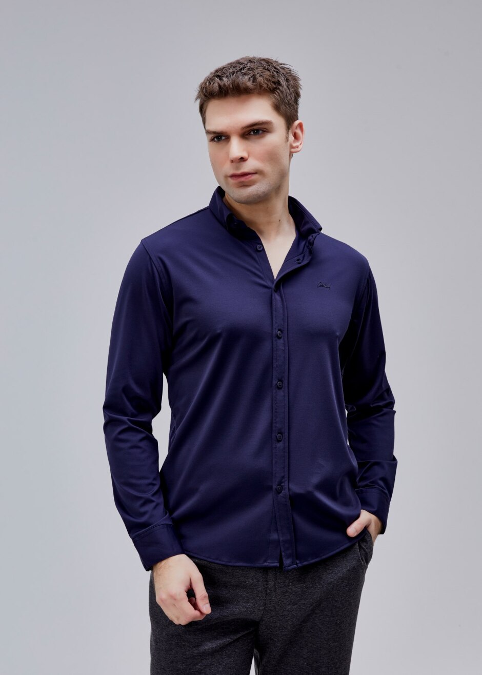Lacivert Renk Uzun Kol Polyester Gömlek - Boris Becker