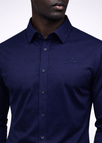Lacivert Renk Uzun Kol Polyester Gömlek - Boris Becker