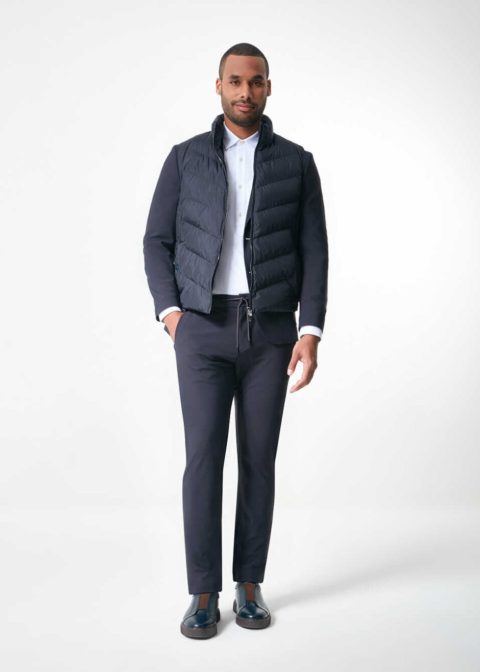 Lacivert Renk Dolgulu Polyester Yelek - Boris Becker