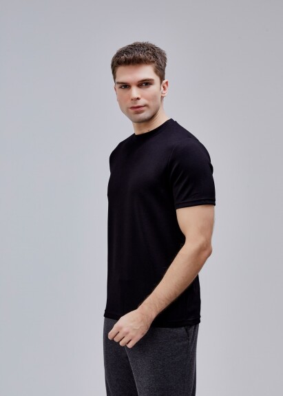 Siyah Renk Basic Modal Tshirt - 3