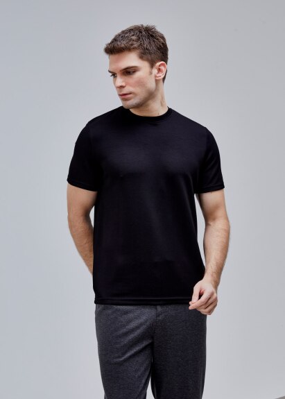 Siyah Renk Basic Modal Tshirt - 4