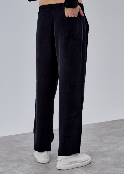 Siyah Renk Dökümlü Tensel Pantolon - 5