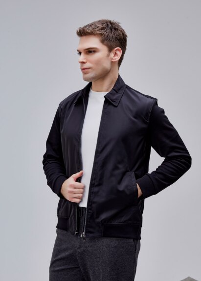 Siyah Renk Regular Fit Fermuarlı Casual Ceket - 3