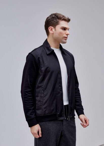 Siyah Renk Regular Fit Fermuarlı Casual Ceket - 4