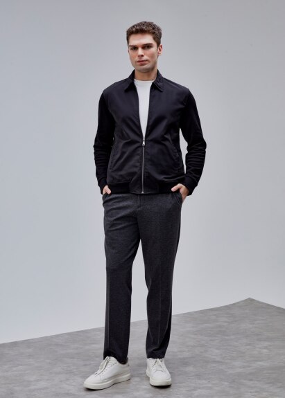 Siyah Renk Regular Fit Fermuarlı Casual Ceket - 5