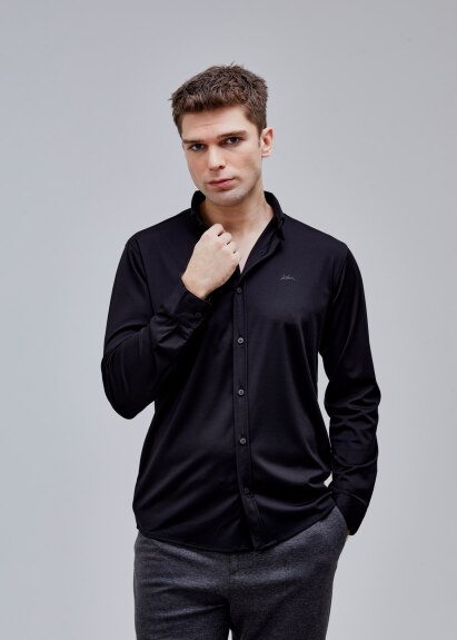 Siyah Renk Uzun Kol Polyester Gömlek - Boris Becker