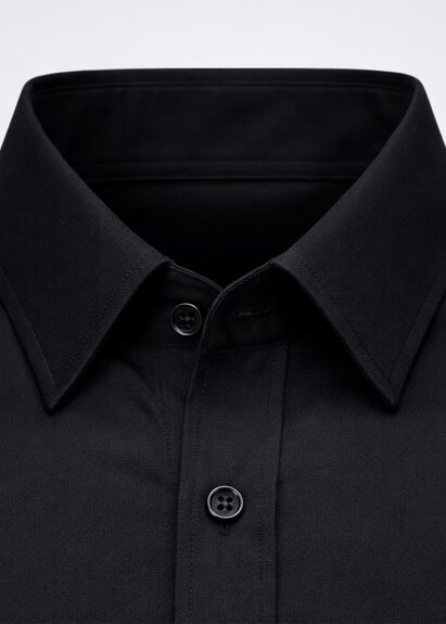 Siyah Renk Uzun Kol Polyester Gömlek - 2