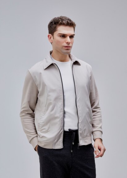 Taş Renk Regular Fit Fermuarlı Casual Ceket 