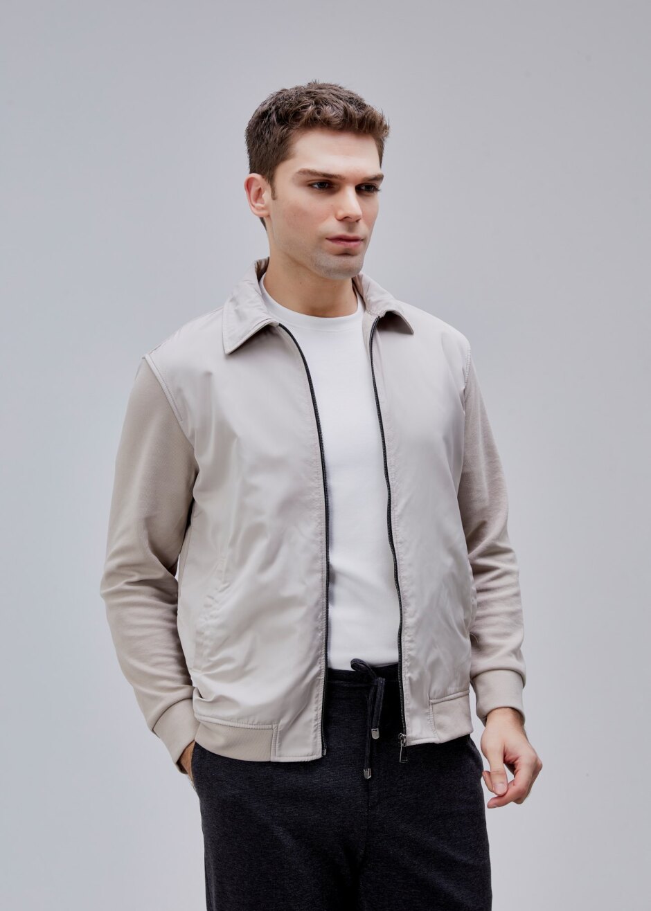 Taş Renk Regular Fit Fermuarlı Casual Ceket - Boris Becker