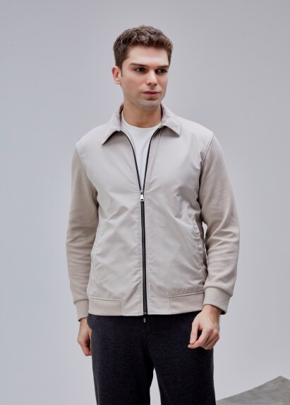 Taş Renk Regular Fit Fermuarlı Casual Ceket - 2