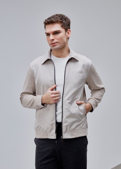 Taş Renk Regular Fit Fermuarlı Casual Ceket - 4